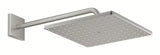 Hlavová sprcha Grohe Rainshower 310 Mono Cube s nástěnným sprchovým ramenem v provedení supersteel.