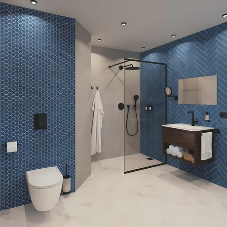 Pevný držák sprchy Grohe Rainshower neutral s kulatou rozetkou v barvě phantom black.