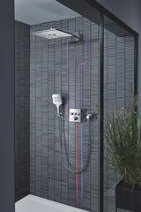 Chromová hlavová sprcha Grohe Rainshower SmartActive 310 Cube se sprchovým ramenem a dvěma proudy