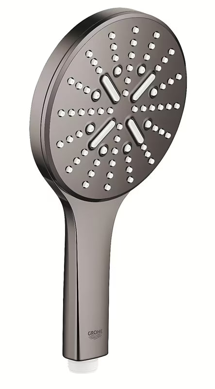 Ročna prha Grohe Rainshower 130 SmartActive v barvi hard graphite s tremi načini curka