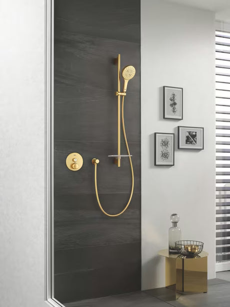 Ruční sprcha Grohe Rainshower 130 SmartActive v provedení Cool Sunrise brushed se třemi režimy proudu.