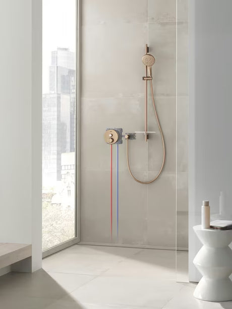 Sprchová tyč Grohe Rainshower SmartActive 900 mm s poličkou v provedení brushed warm sunset