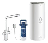 Chromová dřezová baterie Grohe Red Duo s L výpustí pro okamžitou vařící vodu