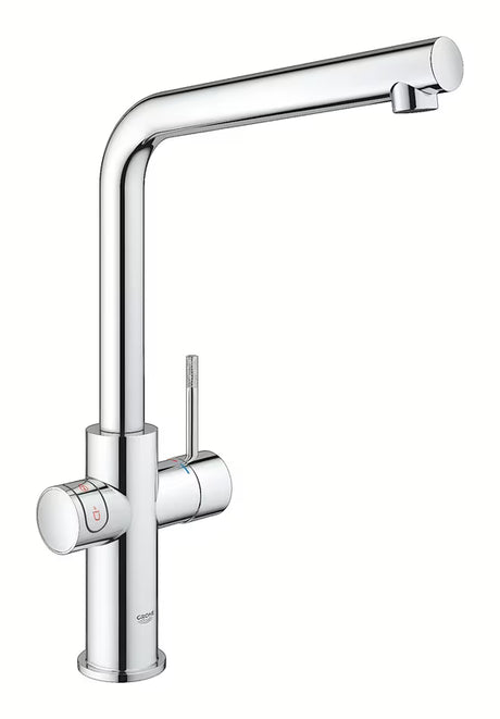 Chromová dřezová baterie Grohe Red Duo s L výpustí pro okamžitou vařící vodu
