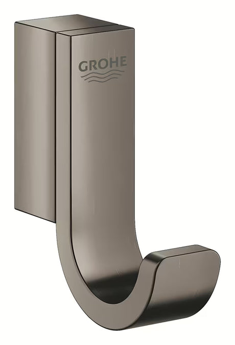 Kovový háček na župan Grohe Selection v provedení kartáčovaný hard graphite se skrytým upevněním.
