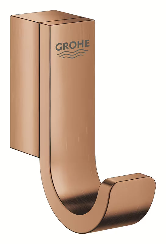 Kovový koupelnový háček Grohe Selection v provedení Brushed Warm Sunset se skrytým upevněním.