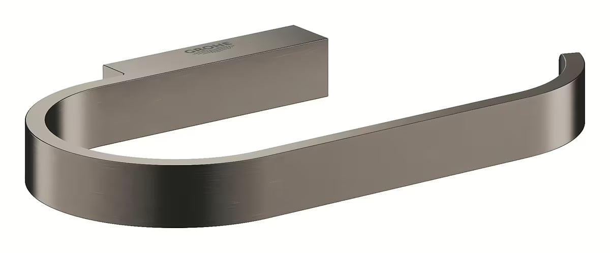 Držák toaletního papíru Grohe Selection v kartáčovaném provedení hard graphite se skrytým upevněním na stěnu.