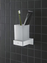 Skleněná sklenička Grohe Selection Cube na kartáčky a zubní pastu do koupelny