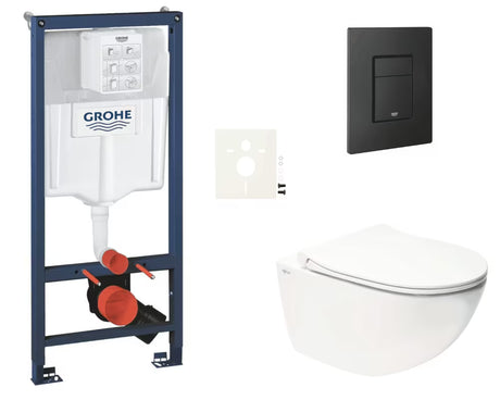 Závěsný WC set SAT Infinitio s instalačním modulem Grohe Rapid SL, tlačítkem Even a sedátkem SoftClose