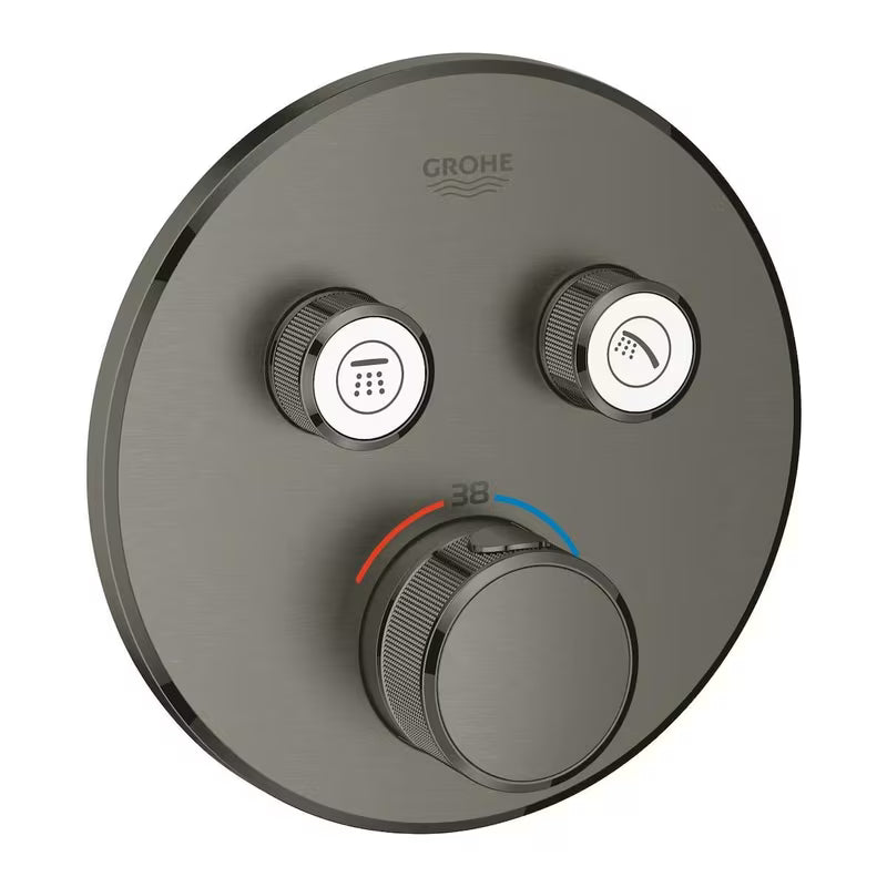 Podomítková termostatická sprchová baterie Grohe Grohtherm SmartControl v provedení brushed hard graphite.