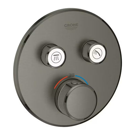 Podomítková termostatická sprchová baterie Grohe Grohtherm SmartControl v provedení brushed hard graphite.