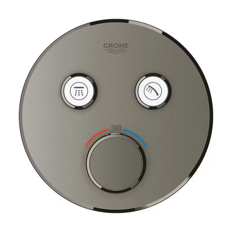 Podomítková termostatická sprchová baterie Grohe Grohtherm SmartControl v provedení brushed hard graphite.