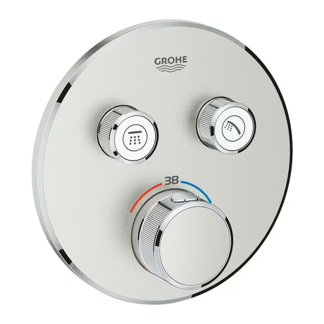 Termostatická podomítková sprchová baterie Grohe Grohtherm SmartControl v provedení supersteel