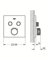 Chromová podomítková termostatická sprchová baterie Grohe Grohtherm SmartControl s tlačítkovým ovládáním