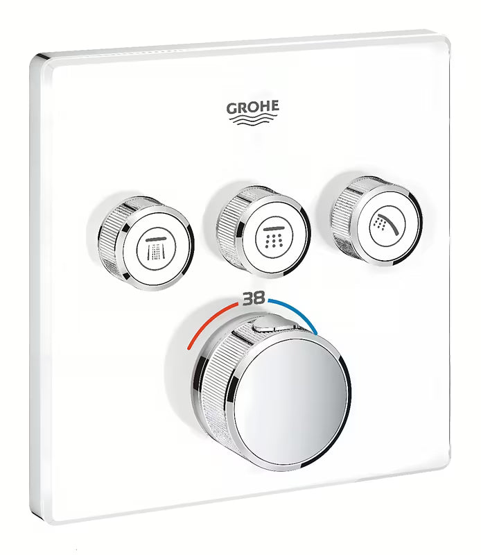 Podomítková termostatická sprchová baterie Grohe Grohtherm SmartControl v barvě Moon White se třemi ventily