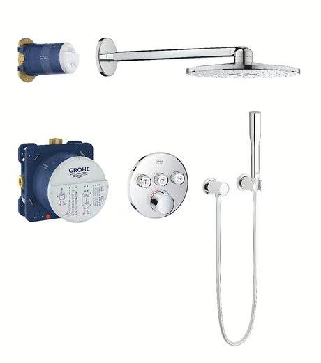 Podomítkový sprchový systém Grohe Smart Control v chromu s hlavovou sprchou Rainshower a ruční sprchou