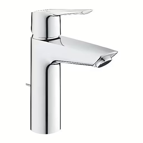 Chromová páková umyvadlová baterie Grohe Start s výpustí a vyšším výtokem pro pohodlné mytí.