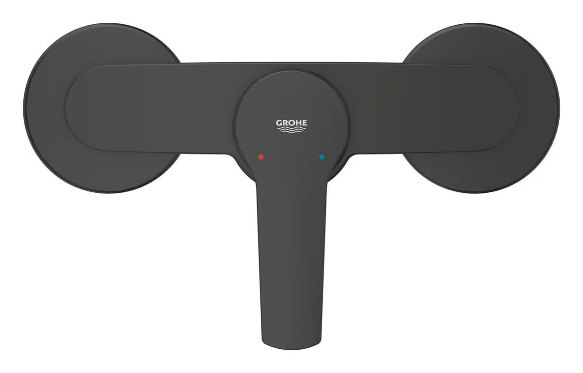 Sieninė svirtinis dušo maišytuvas Grohe Start, matinės juodos spalvos, su metaline rankenėle