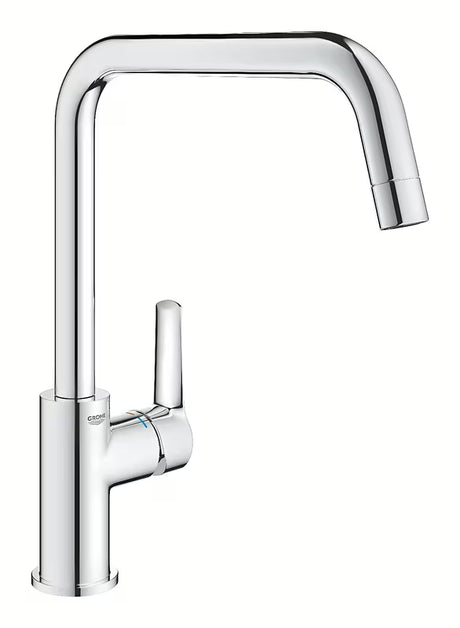 Chromová páková dřezová baterie Grohe Start s vysokou otočnou U výpustí