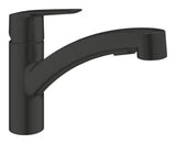 Matně černá dřezová baterie Grohe Start s vytahovací sprškou a otočným výtokem