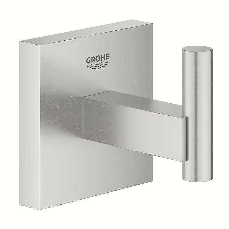 Kovový koupelnový háček Grohe Start Cube Accessories v provedení supersteel se skrytým upevněním