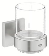 Sklenička s držákem Grohe Start Cube Accessories v provedení supersteel se skrytým upevněním