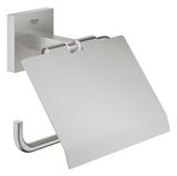 Držák toaletního papíru Grohe Start Cube Accessories v provedení supersteel s krytem a skrytým upevněním.
