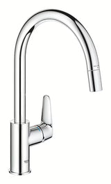 Chromová dřezová baterie Grohe Start Curve s vysokou otočnou výpustí a výsuvnou sprchou