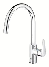 Chromová dřezová baterie Grohe Start Curve s vysokou otočnou výpustí a výsuvnou sprchou