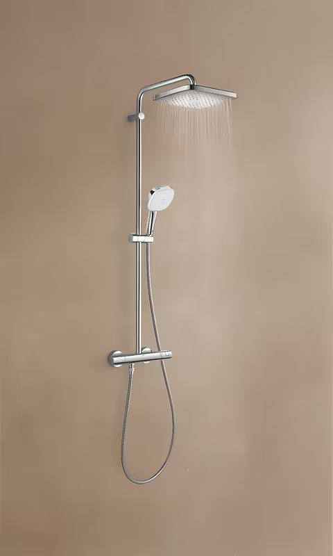 Sprchový systém Grohe Tempesta Cube System s termostatickou baterií v chromu, hlavovou a ruční sprchou
