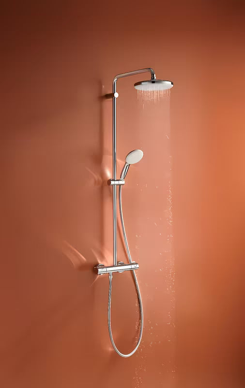Grohe Tempesta System sprchový systém s termostatickou baterií v chromu s hlavovou a ruční sprchou