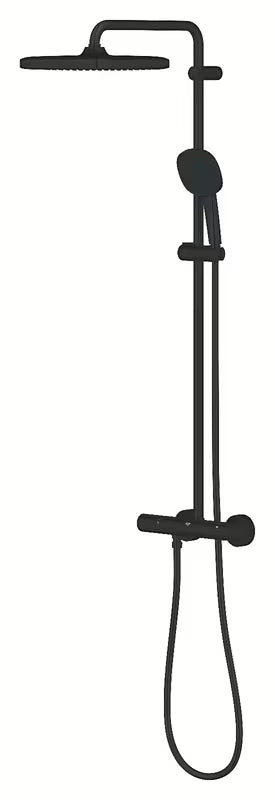 Matně černý sprchový systém Grohe Tempesta System Cube s termostatickou baterií, hlavovou a ruční sprchou