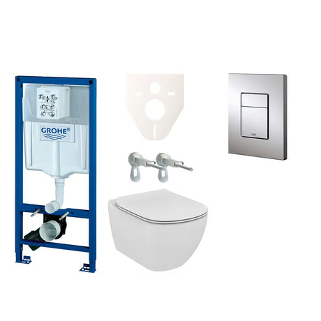 Závěsný WC set Ideal Standard Tesi s modulem Grohe Rapid SL a tlačítkem v chromu