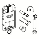 Podomítková nádržka Grohe Uniset Slim pro zazdění se splachovací nádrží Slim 3–6 l a horním přívodem vody.