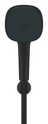 Sprchový set Grohe Vitalio Comfort 110 v matně černé s ruční sprchou, hadicí 1750 mm a nástěnným držákem.