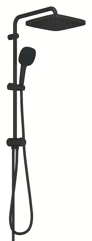 Matně černý sprchový systém Grohe Vitalio Comfort s hlavovou sprchou 250x250 mm a ruční sprchou