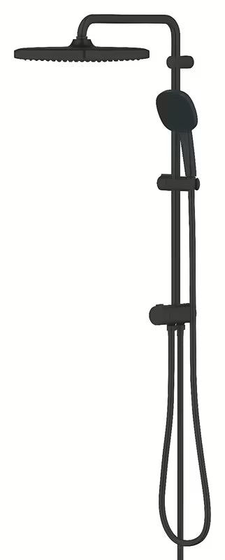 Matně černý sprchový systém Grohe Vitalio Comfort s hlavovou sprchou 250x250 mm a ruční sprchou