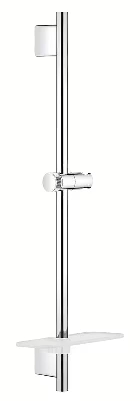 Sprchová tyč Grohe Vitalio SmartActive 600 mm v chromu s poličkou EasyReach a nastavitelným držákem sprchy.