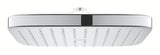 Čtvercová hlavová sprcha Grohe Vitalio Comfort 250 Cube v chromu s proudem Rain a bílým zadním krytem.