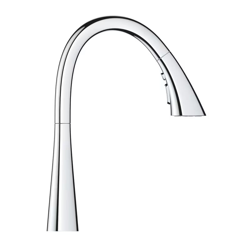 Chromová dřezová baterie Grohe Zedra s vysokou otočnou výpustí a vytahovací sprchou