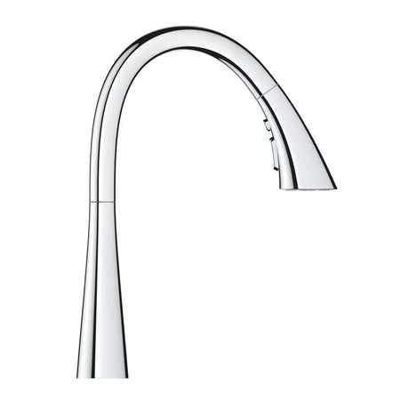 Chromová dřezová baterie Grohe Zedra s vysokou otočnou výpustí a vytahovací sprchou