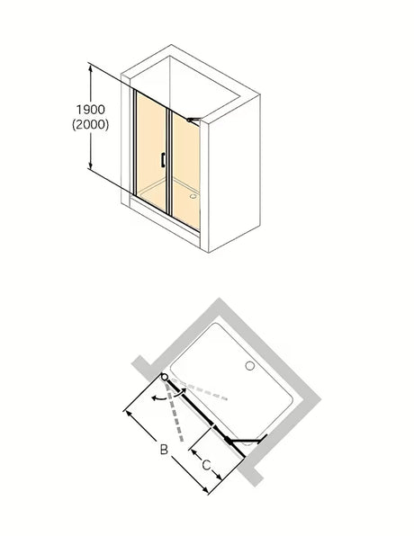 Sprchové dveře Hüppe Classics 2 do niky 120x200 cm s čirým bezpečnostním sklem a chromovými profily.