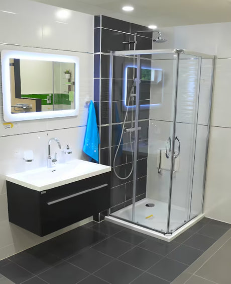 Čtvercový sprchový kout Hüppe Next 80x80 cm s leskle chromovými profily a čirým sklem