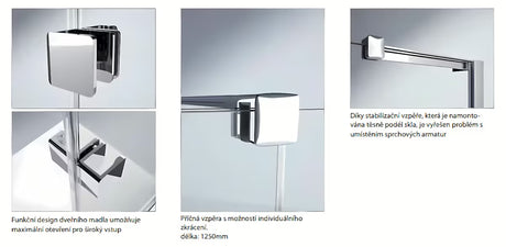 Sprchová zástěna Walk-In Hüppe Xtensa pure 140 cm v lesklém chromu s čirým sklem a posuvným otevíráním.
