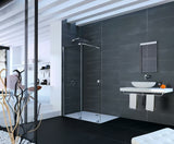 Sprchová zástěna Walk-In Hüppe Xtensa pure 180 cm v lesklém chromu s čirým sklem bez dekoru.