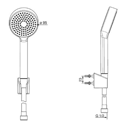 Hansa Basicjet vanový set v chromu s ruční sprchou, hadicí 1500 mm a nástěnným držákem