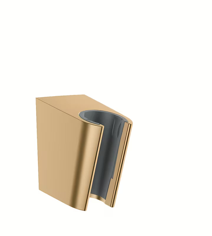 Nástěnný držák sprchy Hansgrohe v kartáčovaném bronzu pro hadice s kónickou matkou.