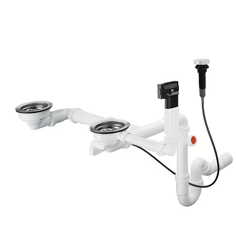 Hansgrohe D17-11 sifon ke kuchyňskému dvojdřezu s automatickým odtokem a obdélníkovým přepadem v chromu