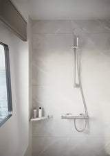 Chromová rohová polička hansgrohe AddStoris z nerezi pro montáž na zeď do sprchy