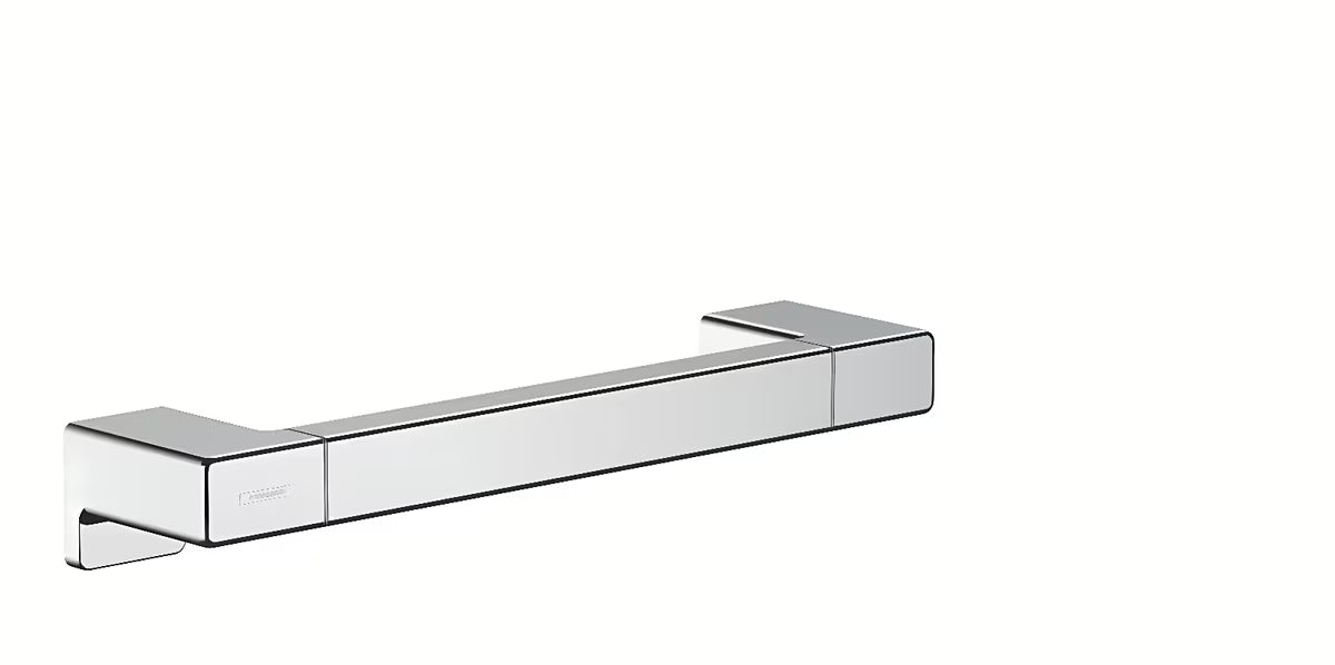 Chromované kovové madlo hansgrohe AddStoris pro stabilnější oporu ve sprše nebo u vany